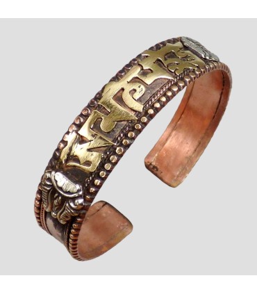 Bracelet bouddhiste mantra de Chenrezi, Dorjé en laiton,  Népal