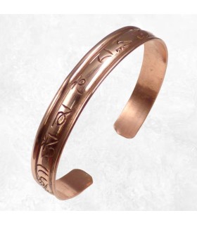 Bracelet bouddhiste en cuivre Mantra de Chenrezi gravé à la main Népal