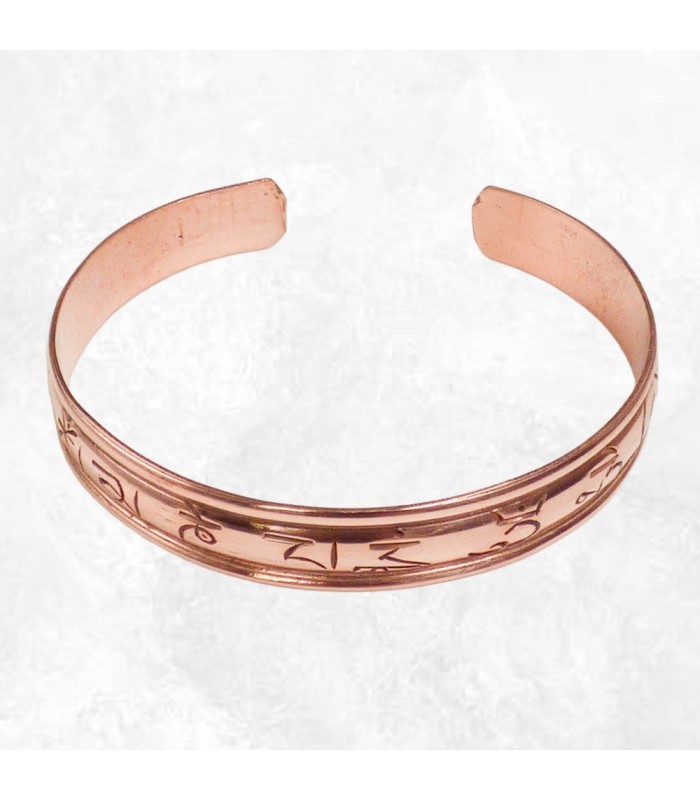 Bracelet bouddhiste en cuivre Mantra de Chenrezi gravé à la main Népal