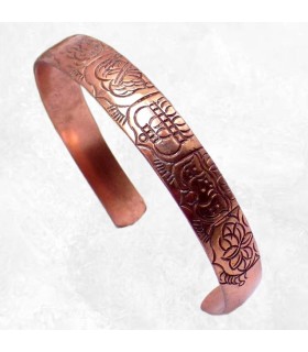 Bracelet tibétain bouddhiste en cuivre 8 Signes Auspicieux Népal