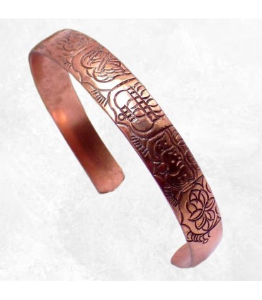 Bracelet tibétain bouddhiste en cuivre 8 Signes Auspicieux Népal