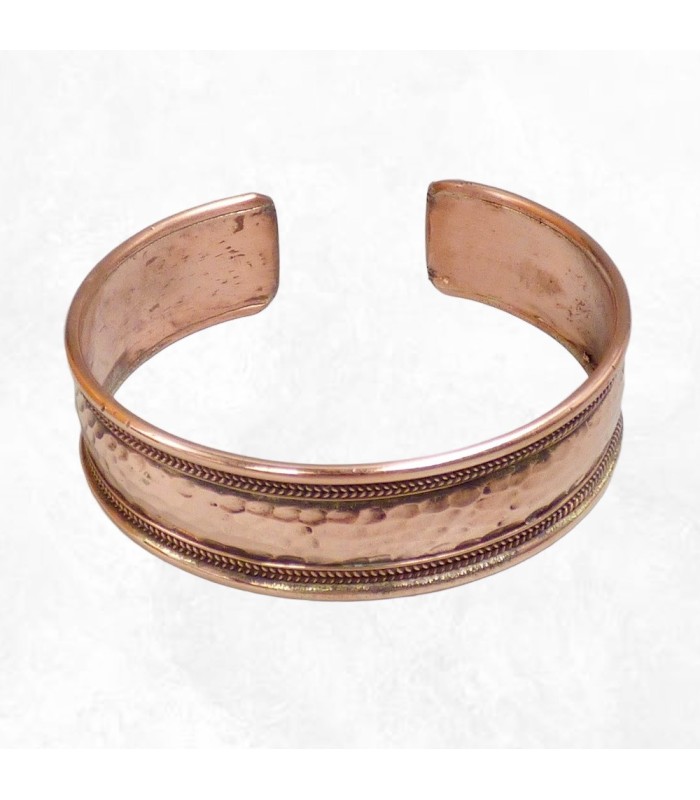 Bracelet en cuivre martelé, fabrication artisanale Népal