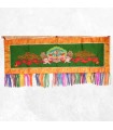Tenture tibétaine Mahakala verte rouge brodée coton Népal