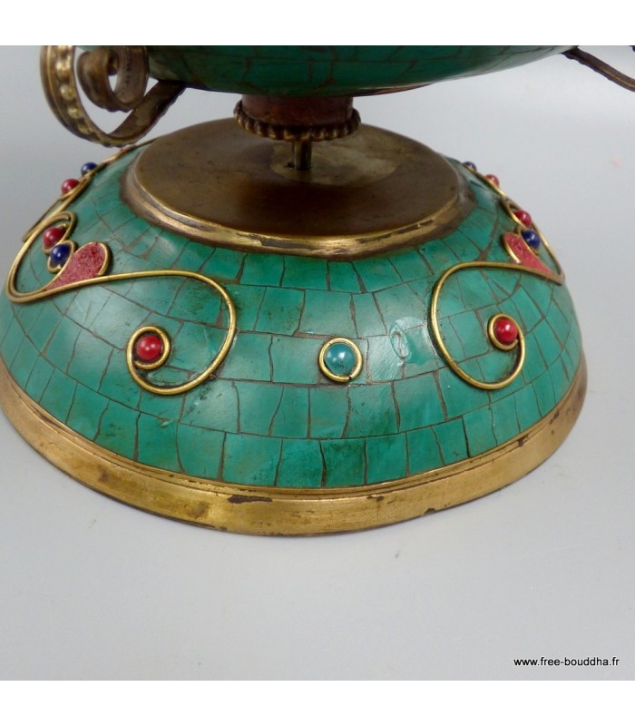 Moulin à prières tibétain sphérique exclusif pierres naturelles Népal