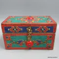 Grosse boîte à bijoux tibétaine sertie de pierres - Artisanat tibétain bouddhiste