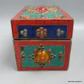 Grosse boîte à bijoux tibétaine sertie de pierres - Artisanat tibétain bouddhiste