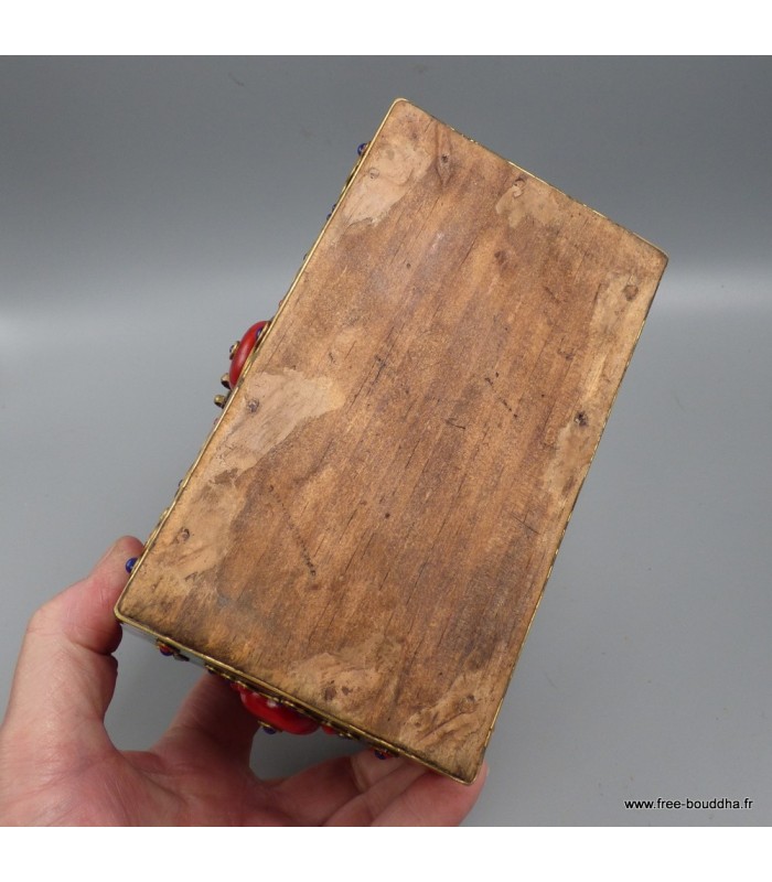 Boîte à bijoux tibétaine RARE, pierres naturelles dorjé Népal