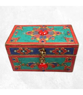Boîte à bijoux tibétaine RARE, pierres naturelles dorjé Népal