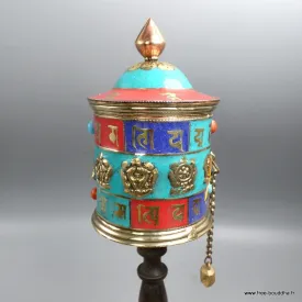 Moulin à prière bouddhiste cuivre et résine 29 cm - Moulins à Prières tibétains