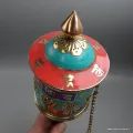 Moulin à prière bouddhiste cuivre et résine 29 cm - Moulins à Prières tibétains