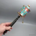 Moulin à prière bouddhiste cuivre et résine 29 cm - Moulins à Prières tibétains