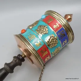 Moulin à prière bouddhiste cuivre et résine 29 cm - Moulins à Prières tibétains
