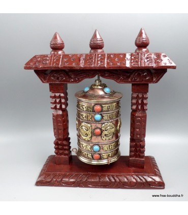 moulin priere tibetain bois