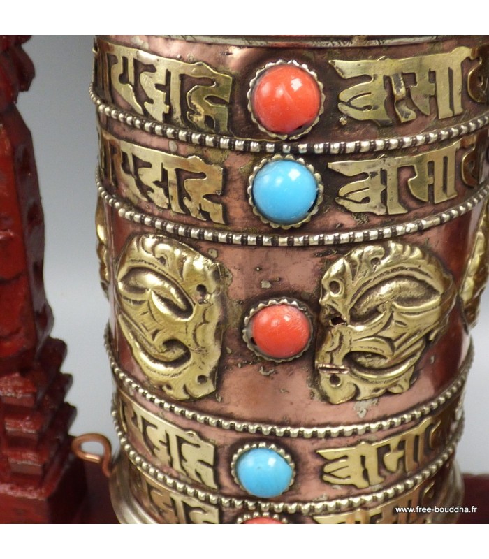 Grand moulin à prières tibétain cuivre 22,5 cm – Artisanat du Népal