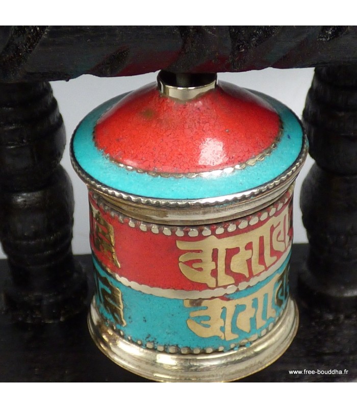 Ensemble 3 moulins à prières muraux 21 cm – Cuivre et bois népalais