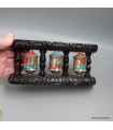 Ensemble 3 moulins à prières muraux 21 cm – Cuivre et bois népalais