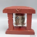 Moulin à prières avec signes auspicieux bois clair 12 cm - Moulins à Prières tibétains