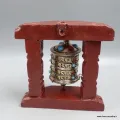 Moulin à prières 4 lignes de mantras bois clair 13 cm - Moulins à Prières tibétains