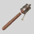 Roue de prières bouddhiste à main 24 cm avec dorjés - Moulins à Prières tibétains