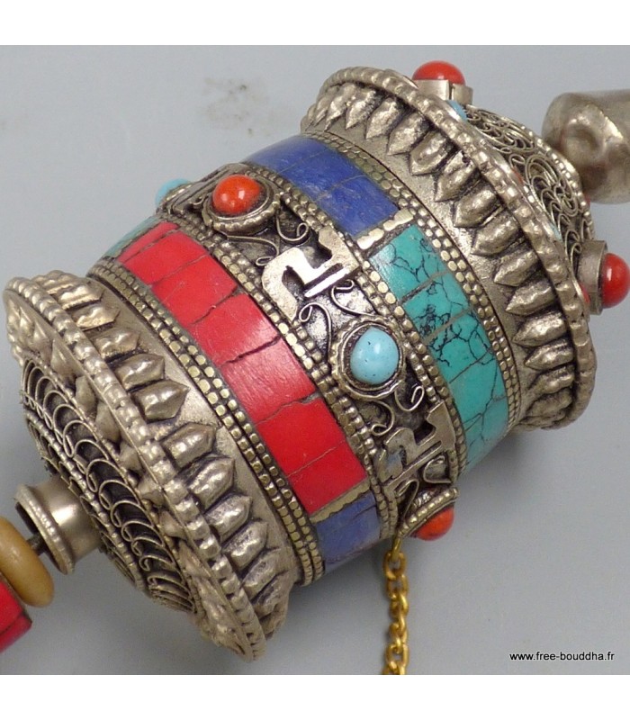 Moulin à prières 20 cm multicolore – Roue de prières Népal