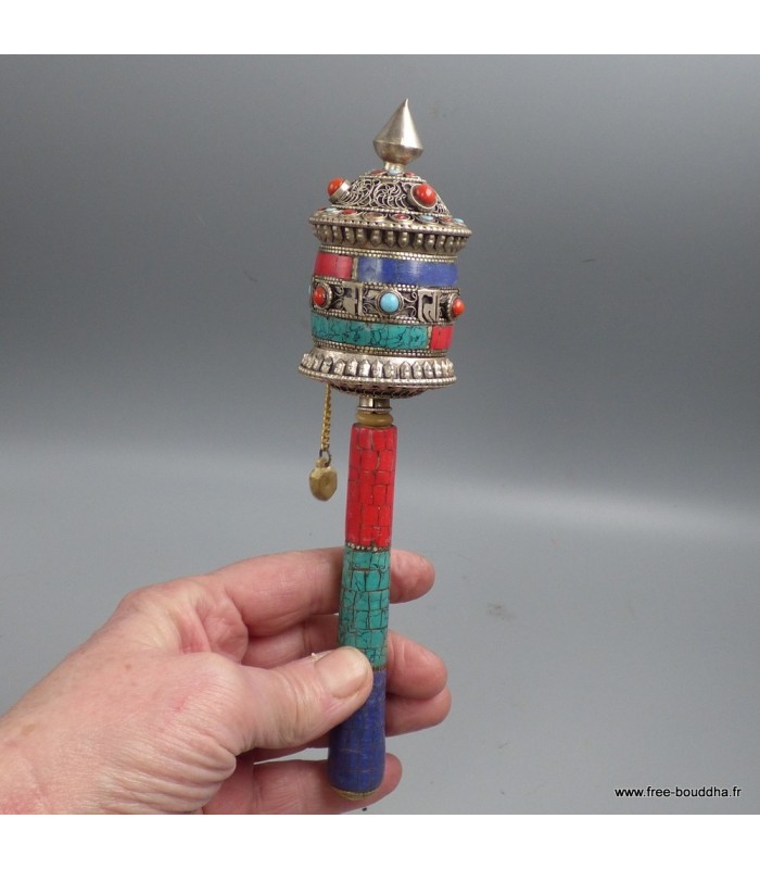Moulin à prières 20 cm multicolore – Roue de prières Népal