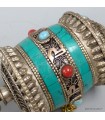 Moulin à prières tibétain 20 cm métal turquoise – Roue de prières