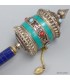 Moulin à prières tibétain 20 cm métal turquoise – Roue de prières