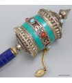 Moulin à prières tibétain 20 cm métal turquoise – Roue de prières