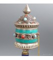 Moulin à prières tibétain 20 cm métal turquoise – Roue de prières
