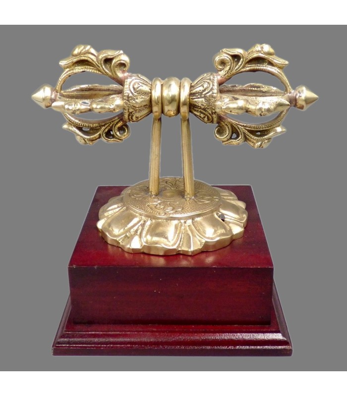 dorjé vajra tibétain sur socle bois