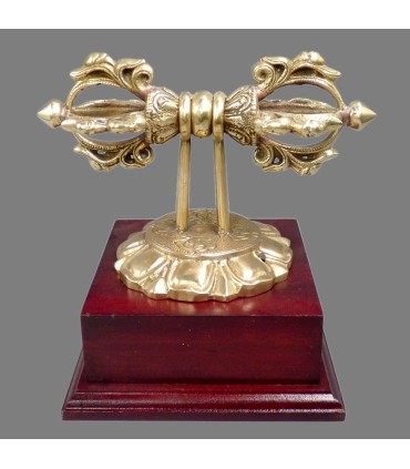 dorjé vajra tibétain sur socle bois