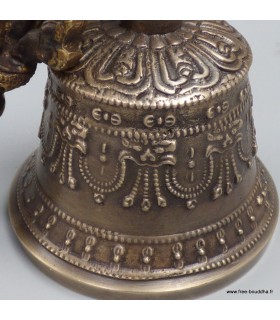 Cloche tibétaine authentique en bronze 11,5 cm - Népal