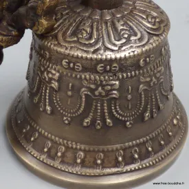 Cloche tibétaine authentique en bronze 11,5 cm - Cloche tibétaine et dorjé tibétain