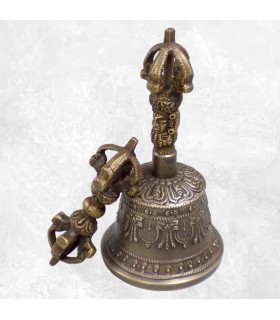 Cloche tibétaine authentique en bronze 11,5 cm - Népal