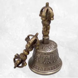 Cloche tibétaine authentique en bronze 11,5 cm - Cloche tibétaine et dorjé tibétain
