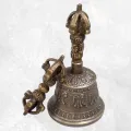 Cloche tibétaine authentique en bronze 11,5 cm - Cloche tibétaine et dorjé tibétain