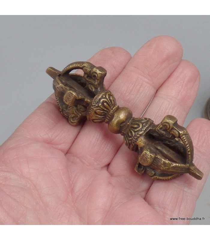 Cloche tibétaine authentique en bronze 11,5 cm - Népal