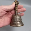 Cloche tibétaine authentique en bronze 11,5 cm - Cloche tibétaine et dorjé tibétain