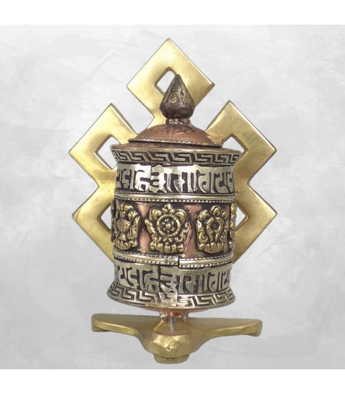 Moulin tibétain mural – Nœud sans fin – Artisanat Népal