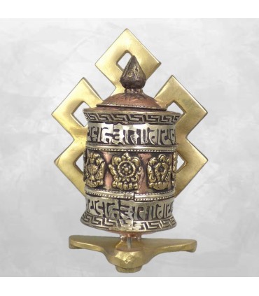 Moulin tibétain mural – Nœud sans fin – Artisanat Népal