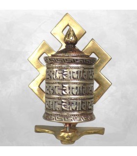 Moulin tibétain mural 3 mantras – Laiton et cuivre, Népal