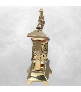 Moulin à prières temple en laiton 12 cm – Stupa bouddhiste Népal