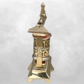 Moulin à prières Stupa temple bouddhiste en laiton massif 12 cm - Moulins à Prières tibétains