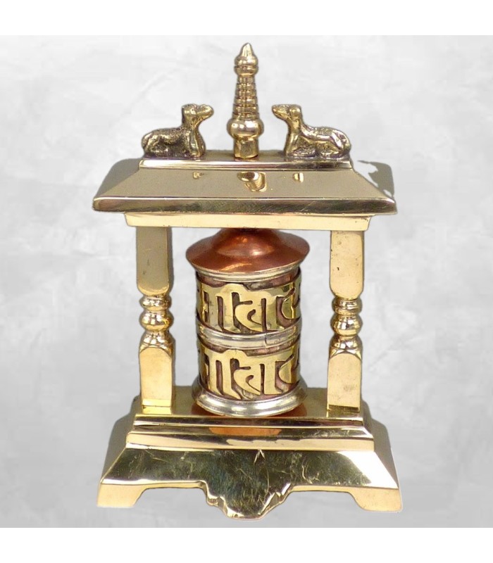 Moulin à prières temple en laiton 12 cm – Stupa bouddhiste Népal