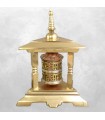 Moulin à prières tibétain laiton cuivre 3 piliers Népal