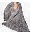 Châle laine de yak népalais gris noir moiré réversible artisanal