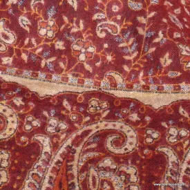 Châle népalais de méditation bordeau rouille motifs fleur 100 x 200 cm - Châle de méditation 100 x 200 cm