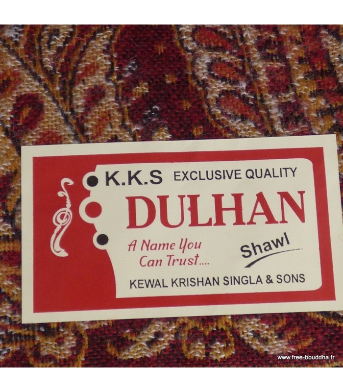 Châle de méditation népalais bordeau 100×200 cm, fabrication artisanale