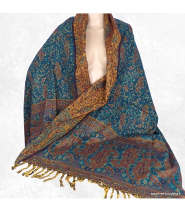 Châle de méditation vert marron 100×200 cm – Fabriqué au Népal