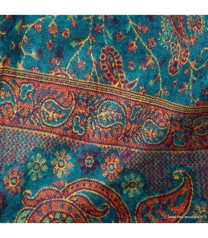 Châle de méditation vert marron 100×200 cm – Fabriqué au Népal